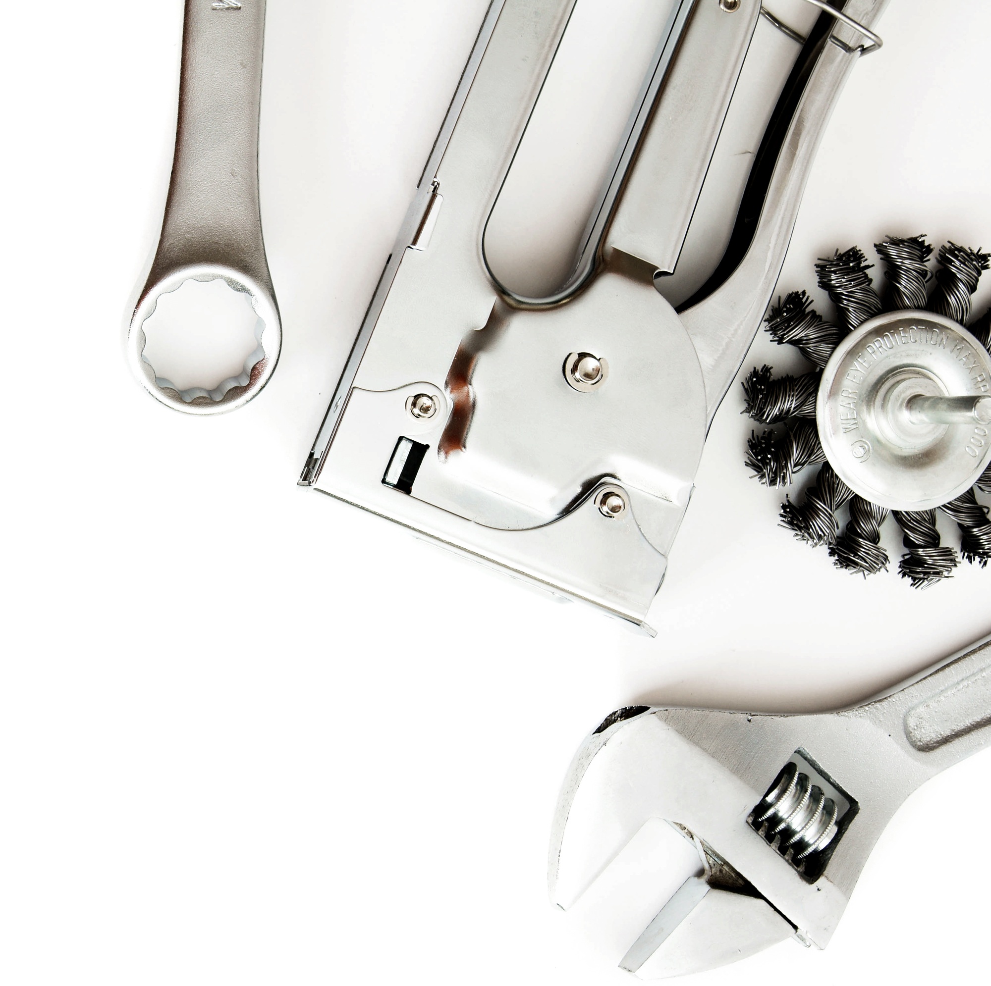 Metalwork. Working tools on white background.